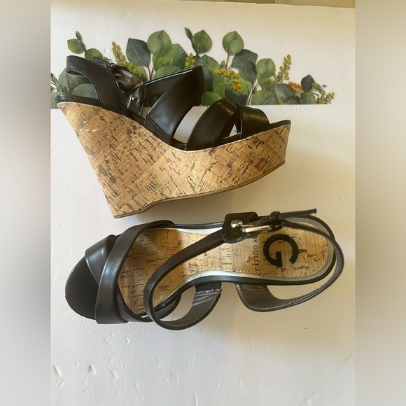 G by Guess Shoes - G by Guess Black Strap Wedge Heels